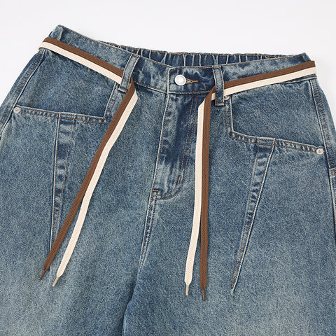 Curved drape wide-leg jeans
