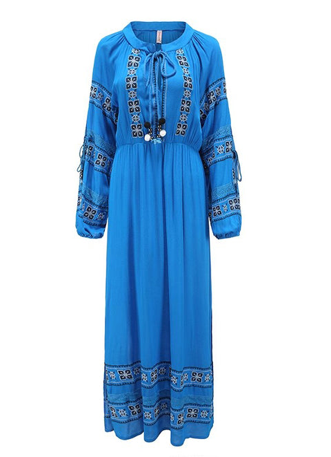 Embroidered Cutout Long Sleeve Dress