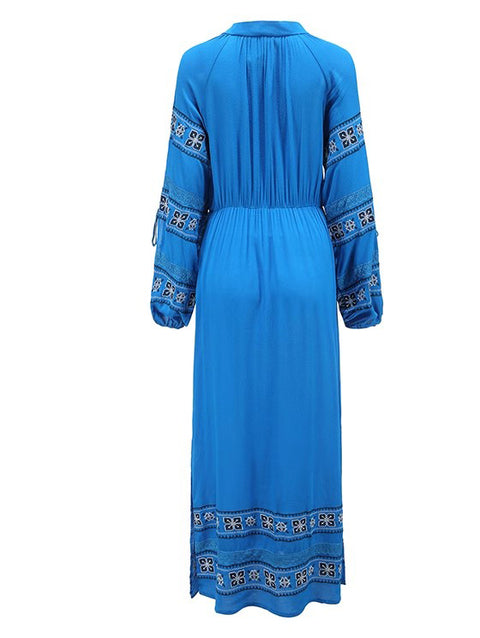Embroidered Cutout Long Sleeve Dress