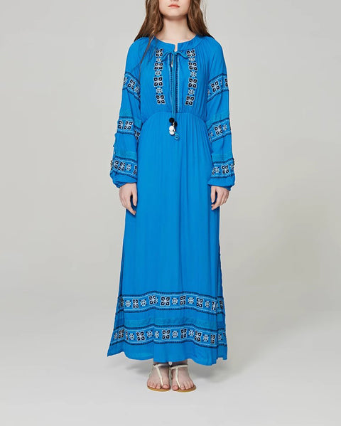 Embroidered Cutout Long Sleeve Dress