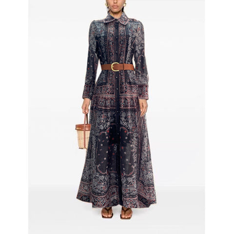 Matchmaker long linen and silk shirt dress