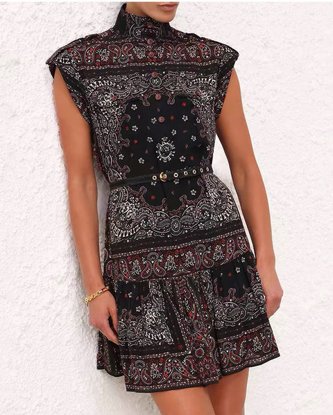 Floral Print Sleeveless Mini Dress