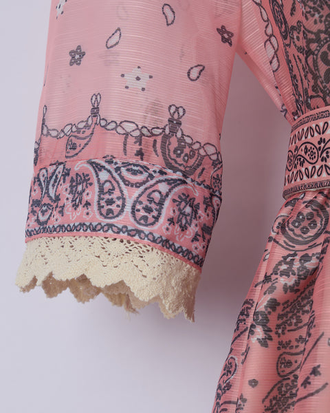Floral Lace Short Sleeve Midi Dress