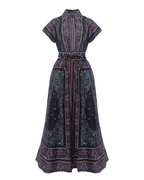 Floral V Collar Top ＆ High Waist Maxi Skirt Set 2 piece