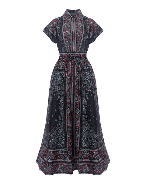 Floral V Collar Top ＆ High Waist Maxi Skirt Set 2 piece