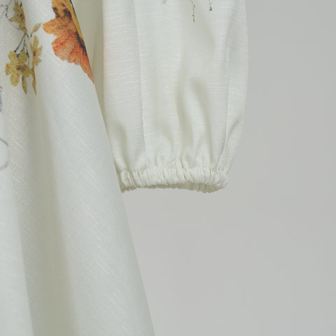 Printed Long-Sleeved Mini Dress With Belt