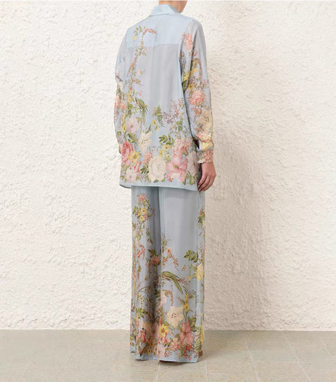 Printed Top + Wide-Leg Pants 2 Pieces Set
