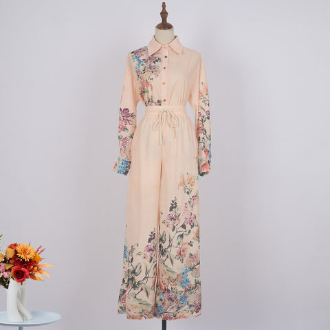 Printed Top + Wide-Leg Pants 2 Pieces Set
