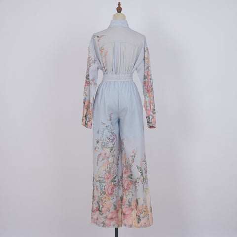 Printed Top + Wide-Leg Pants 2 Pieces Set