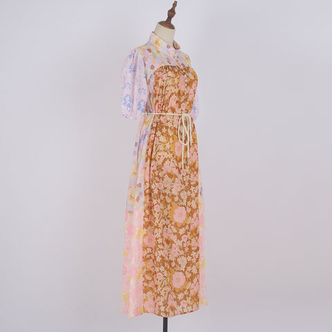 Floral Button Short Sleeve Maix Dress