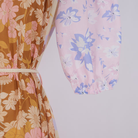 Floral Button Short Sleeve Maix Dress