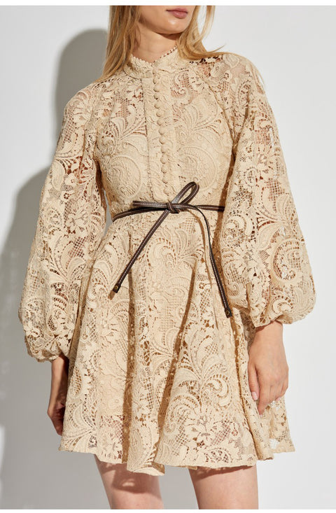 Lace Embroidered Hollow Mini Dress
