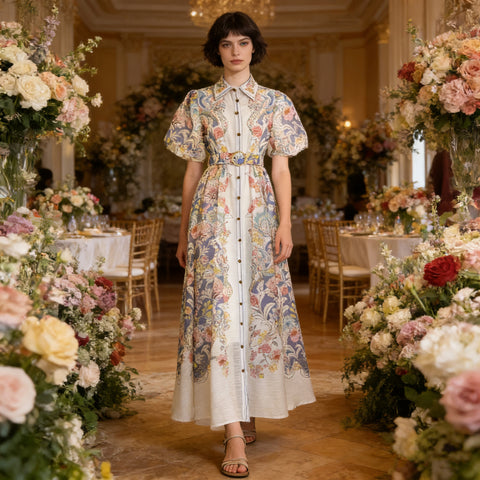 Collared Puff-Sleeve Dress