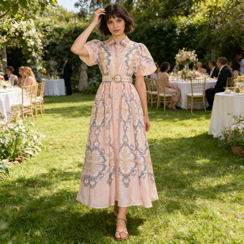 Collared Puff-Sleeve Dress