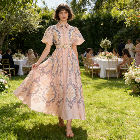 Collared Puff-Sleeve Dress