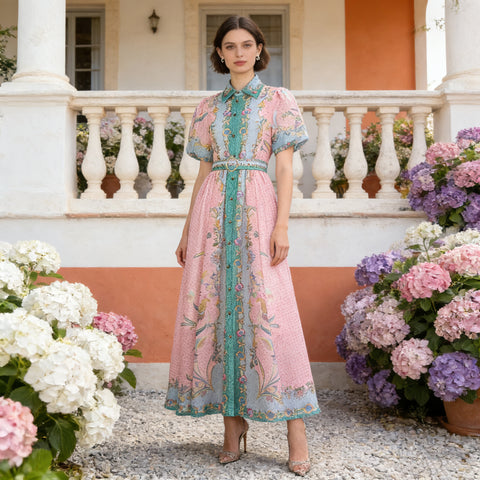 Collared Puff-Sleeve Dress