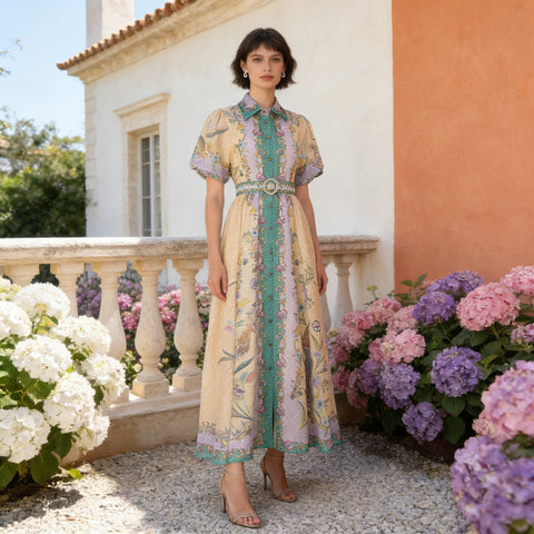 Collared Puff-Sleeve Dress
