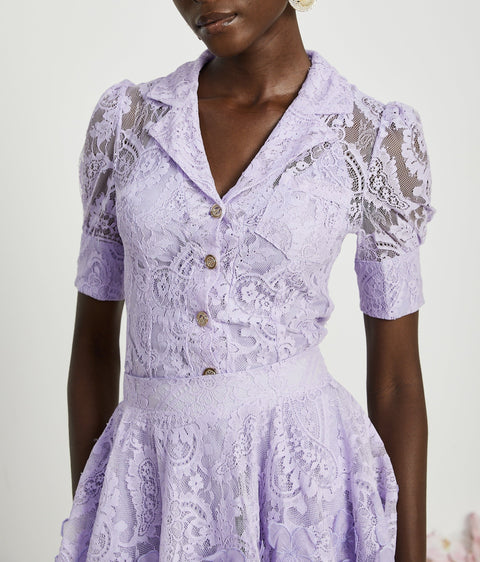 Lisette faux-floral embellished top & skirt matching set