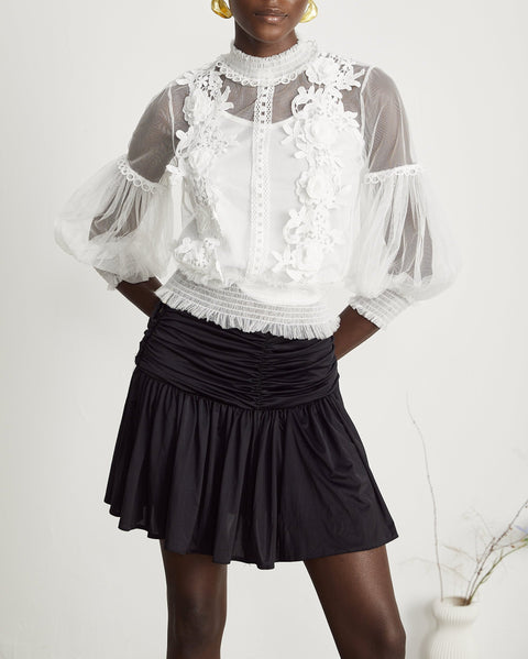 Aiza floral semi-sheer top