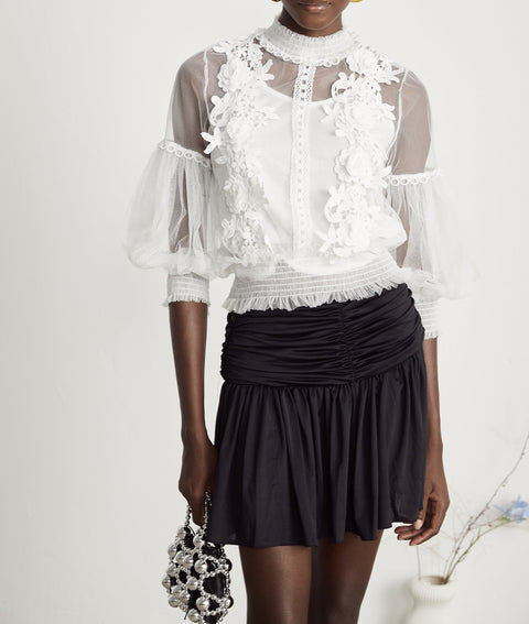 Aiza floral semi-sheer top