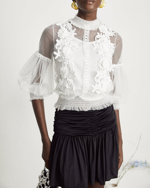 Aiza floral semi-sheer top