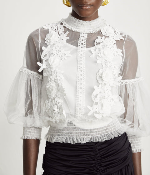Aiza floral semi-sheer top