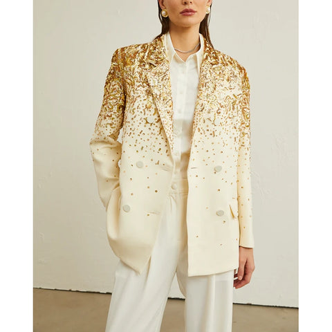 Carole Stud-Embellished Embroidered Blazer