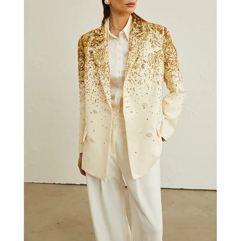 Carole Stud-Embellished Embroidered Blazer
