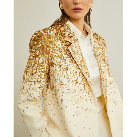 Carole Stud-Embellished Embroidered Blazer