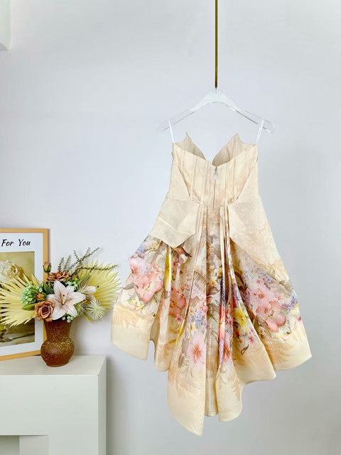 Elida Asymmetrical Pleated Cocktail Mini Dress