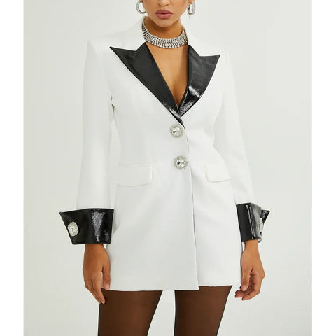 Louise Crystal-Button Single-Breasted Coat