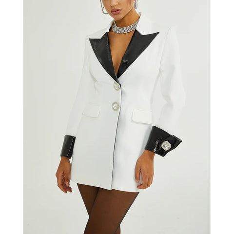 Louise Crystal-Button Single-Breasted Coat