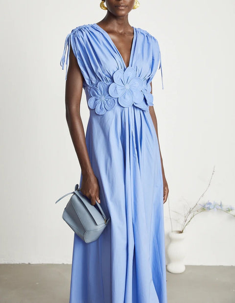 Nadine blue flower midi dress
