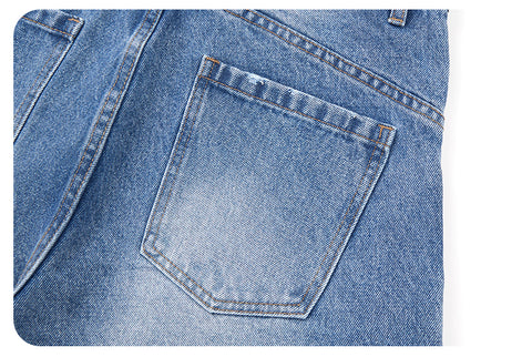 Dark blue loose-fitting wide-knife jeans