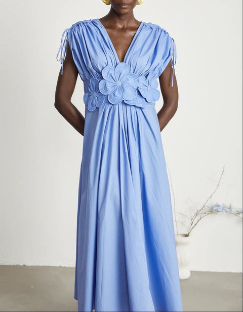 Nadine blue flower midi dress