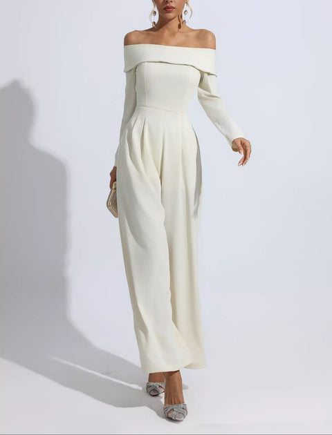 Cassidy Apricot Off Shoulder Drape Jumpsuit