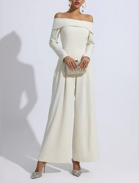 Cassidy Apricot Off Shoulder Drape Jumpsuit