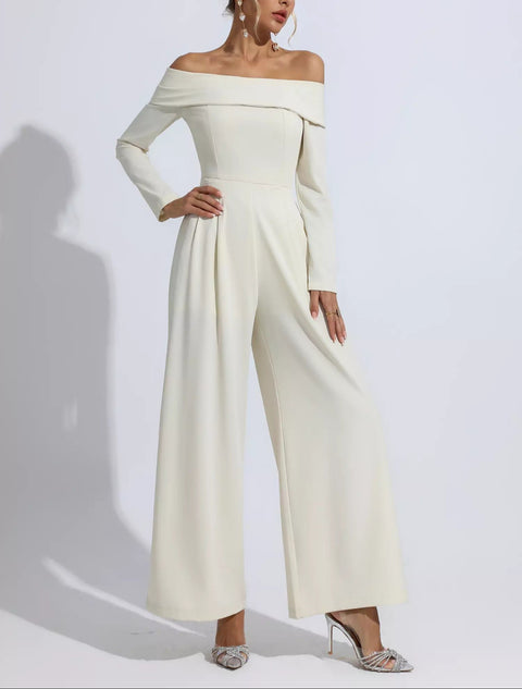 Cassidy Apricot Off Shoulder Drape Jumpsuit