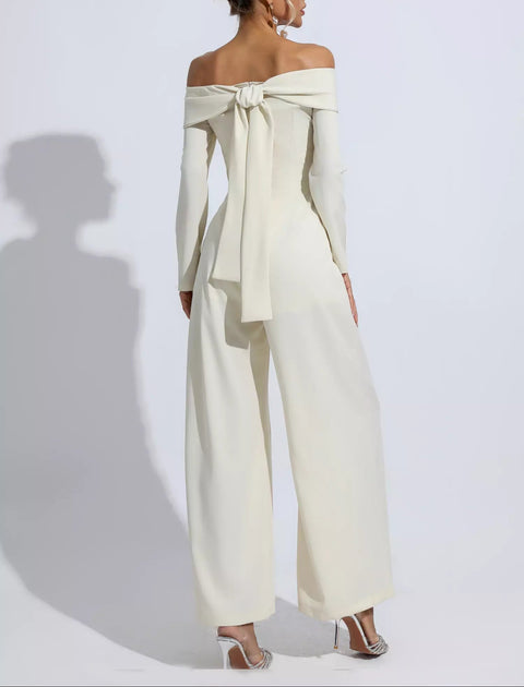 Cassidy Apricot Off Shoulder Drape Jumpsuit
