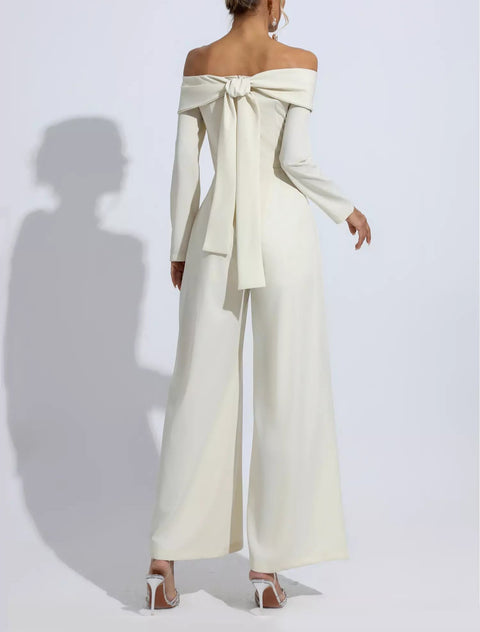 Cassidy Apricot Off Shoulder Drape Jumpsuit