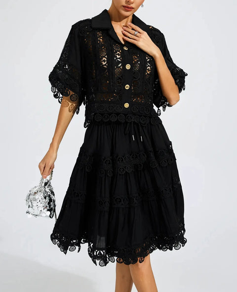 Churchill Black Lace Cut Out Set