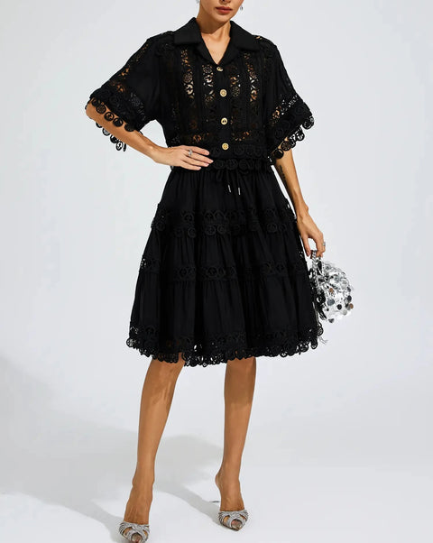 Churchill Black Lace Cut Out Set