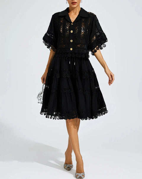 Churchill Black Lace Cut Out Set