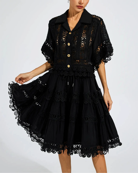 Churchill Black Lace Cut Out Set