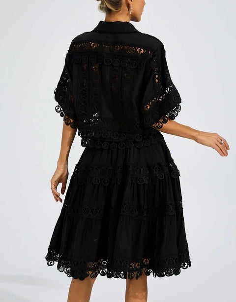 Churchill Black Lace Cut Out Set
