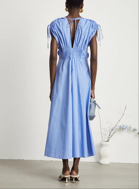 Nadine blue flower midi dress