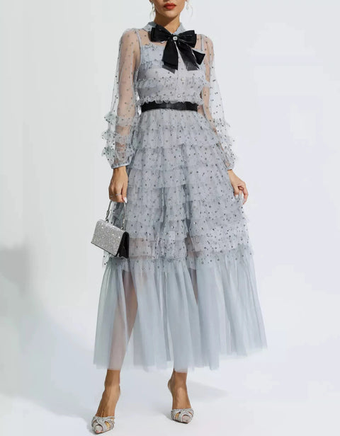Maddison Grey Polka Dot Maxi Dress