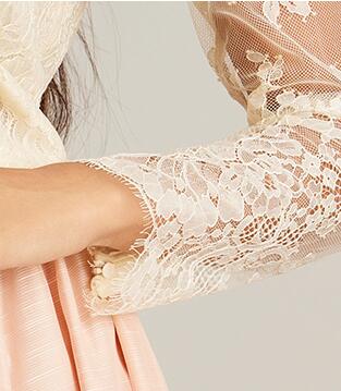 Floral Lace Long Sleeve Top ＆ High Waist Midi Skirt Set