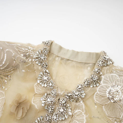 Liane Semi-Sheer Flower Beaded Prganza Light Luxury Jacket