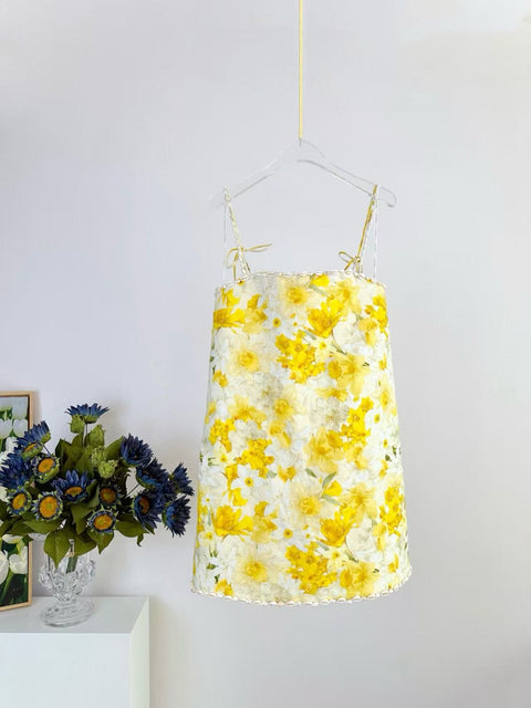 Shell trim straight strap dress